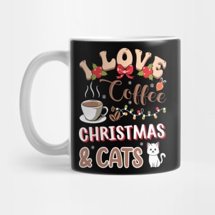 I Love Coffee Christmas and Cats Mug